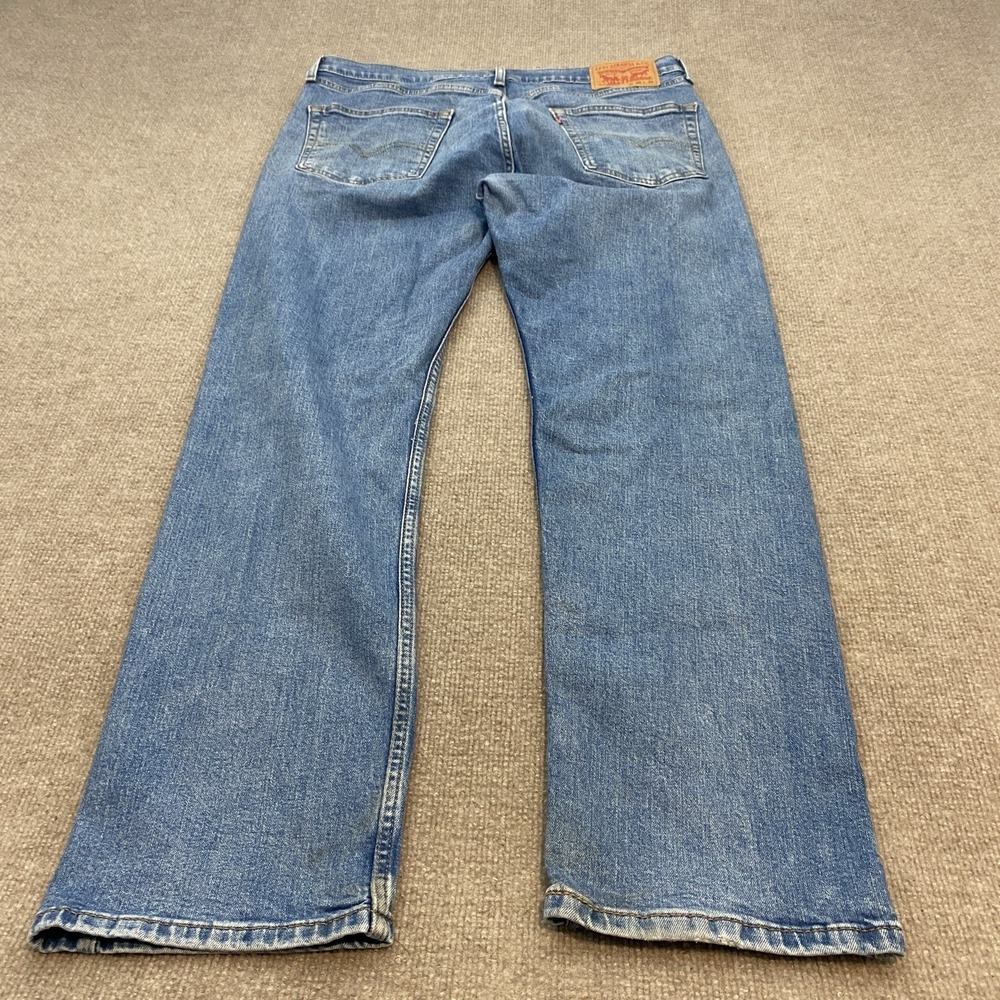 Levis 505 Jeans Mens Size 36x32 Straight Leg Blue Medium Wash Distressed Denim